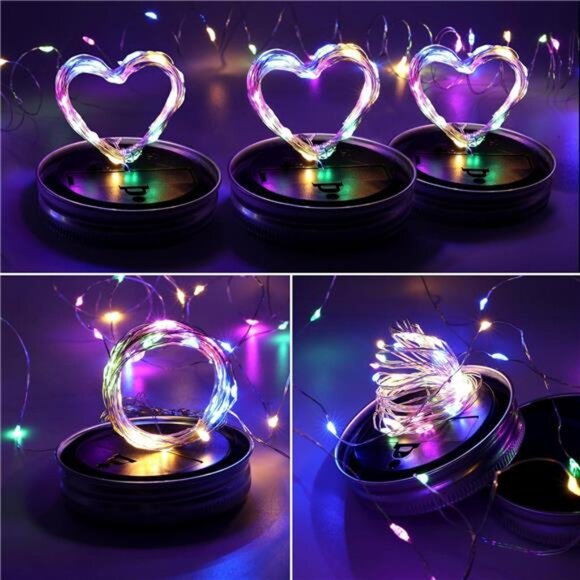 Solar Mason Jar Lights [Upgraded], 12 Pack 30 LED Firefly Fairy String Lights - Picture 5 of 7
